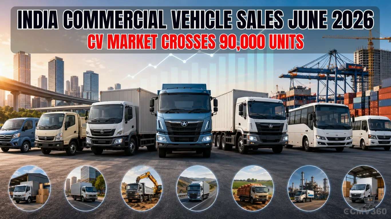 India Commercial Vehicle Sales June 2026: CV Market Crosses 90,000 Units as Tata Motors Retains No.1 Position, LCV & MCV Segments Drive Growth India Commercial Vehicle Sales June 2026: CV Market Crosses 90,000 Units as Tata Motors Retains No.1 Position, LCV & MCV Segments Drive Growth