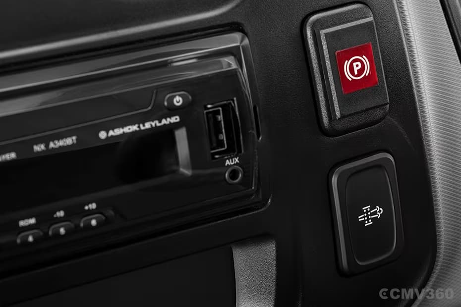 Ashok Leyland Bada Dost i5 Plus Parking Brake & USB Port Close-Up Ashok Leyland Bada Dost i5 Plus Parking Brake & USB Port Close-Up