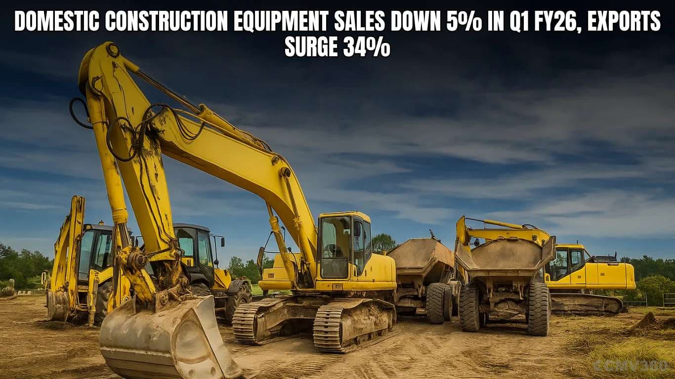 Domestic Construction Equipment Sales Down 5% in Q1 FY26, Exports Surge 34% Domestic Construction Equipment Sales Down 5% in Q1 FY26, Exports Surge 34%.webp