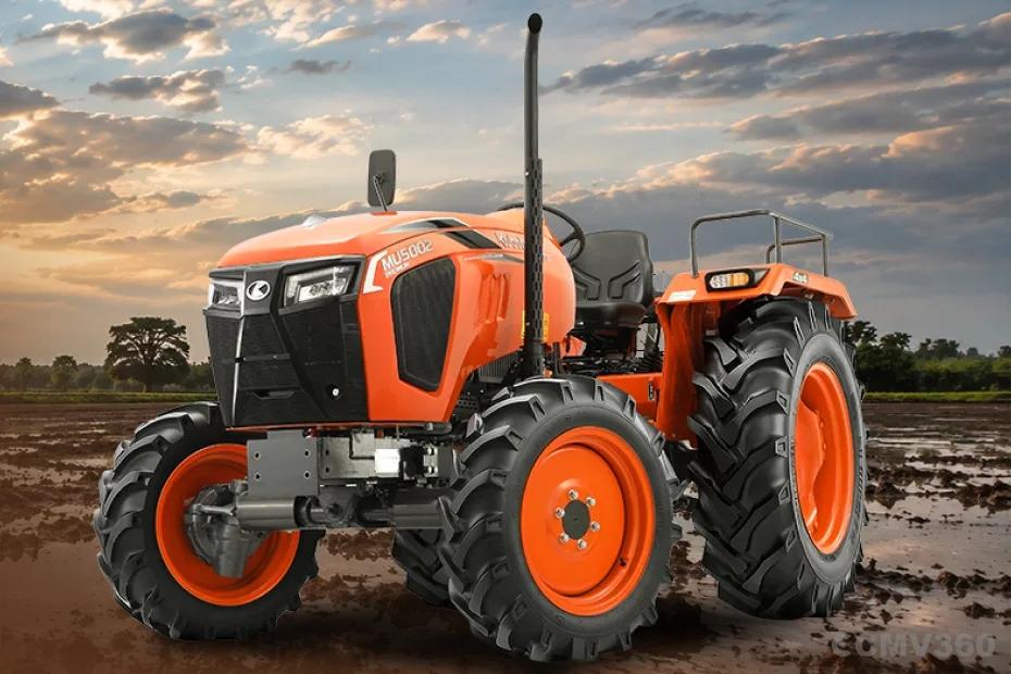 Kubota MU5002 4WD tractor working in field Kubota MU5002 4WD tractor working in field