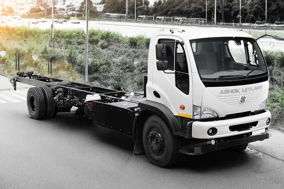 Ashok Leyland BOSS 19T Electric truck chassis cab front angle view Ashok Leyland BOSS 19T Electric truck chassis cab front angle view