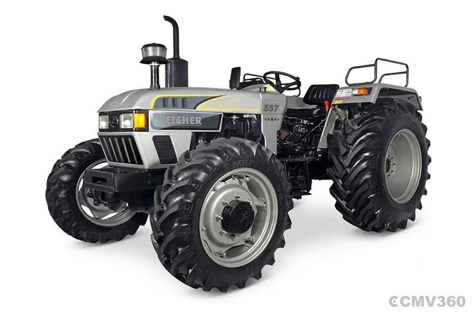 Eicher 557 4WD tractor left front three-quarter view Eicher 557 4WD tractor left front three-quarter view