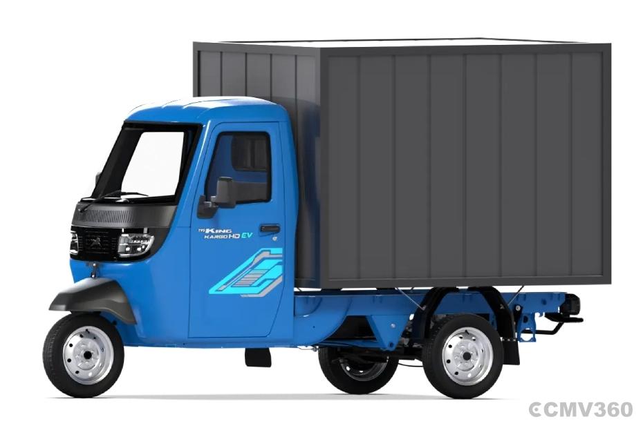 TVS King Kargo HD EV Neptune Blue Container Left Front Three Quarter TVS King Kargo HD EV Neptune Blue Container Left Front Three Quarter