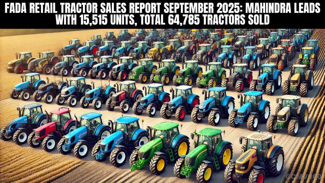 FADA Retail Tractor Sales Report September 2025: Mahindra Leads with 15,515 Units, Total 64,785 Tractors Sold FADA Tractor Sales Report Sep 2025: Mahindra Leads Market