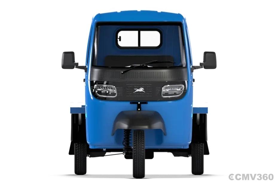TVS King Kargo HD EV Neptune Blue Platform Front View TVS King Kargo HD EV Neptune Blue Platform Front View