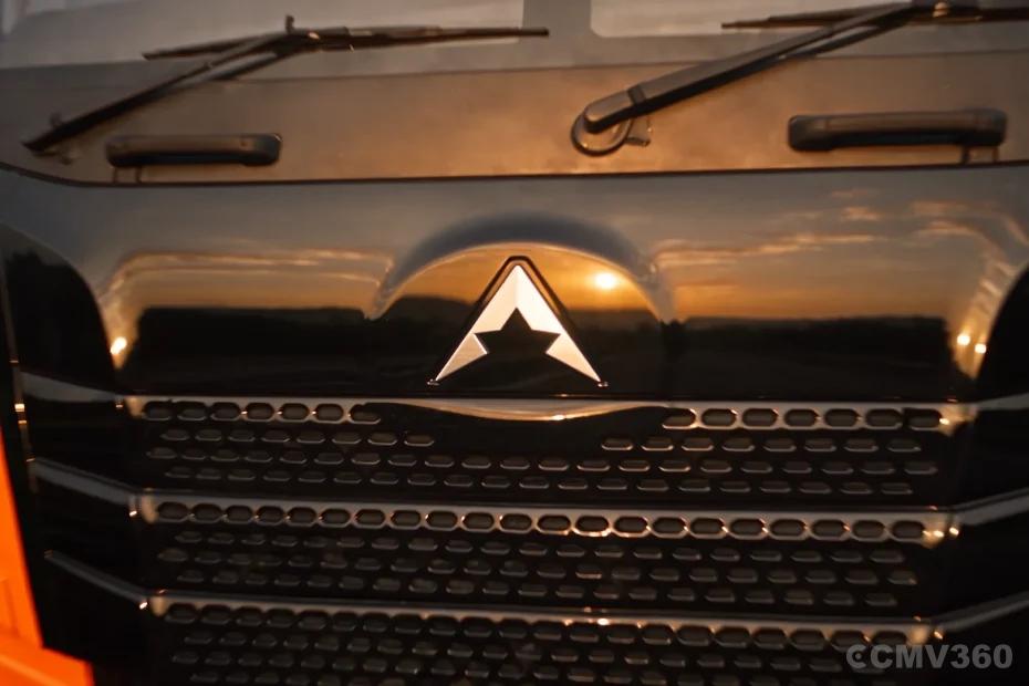 Ampstar 55T Tractor Trailer grille and front logo close-up view Ampstar 55T Tractor Trailer grille and front logo close-up view
