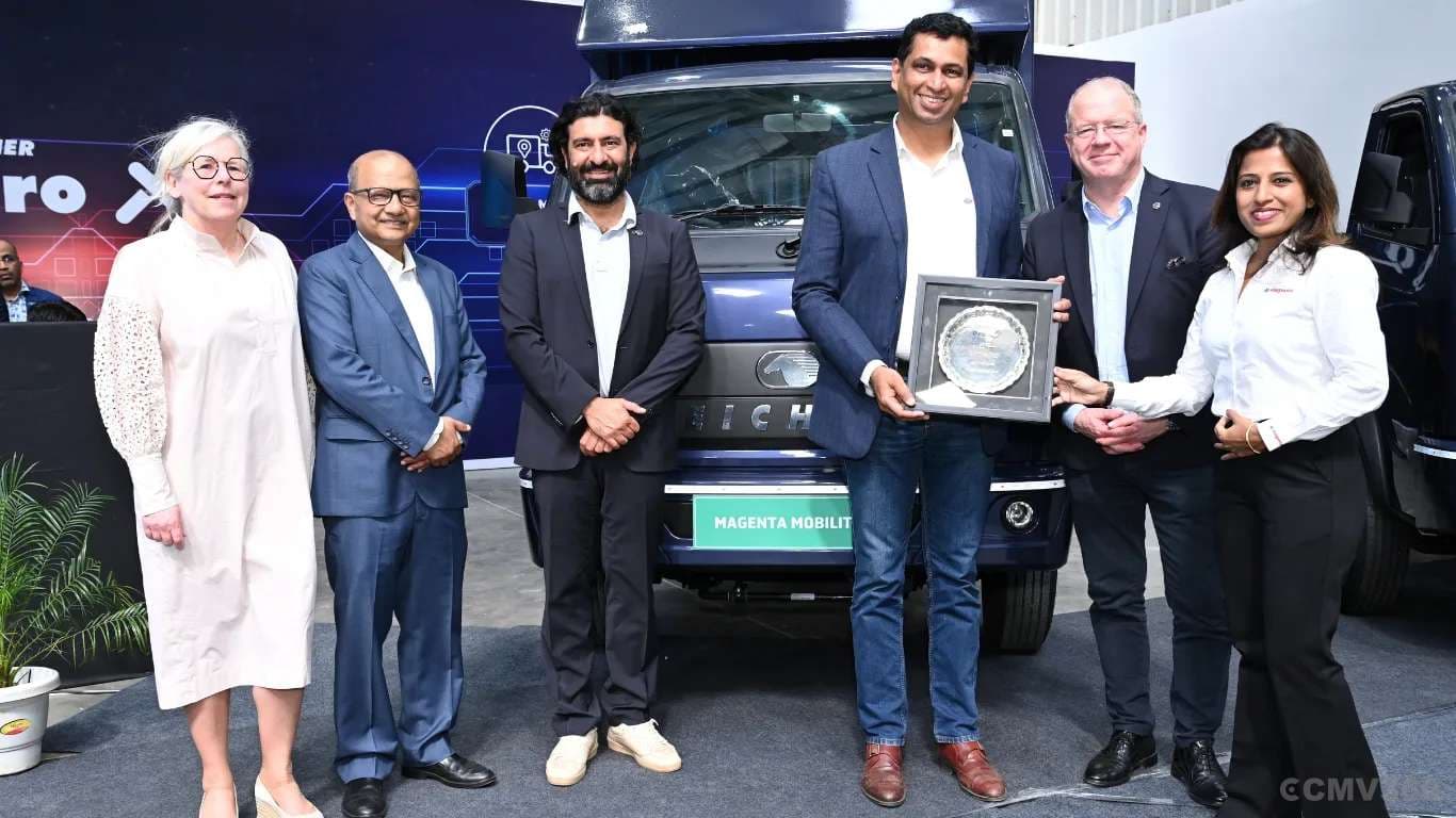आयशर प्रो एक्स इलेक्ट्रिक ट्रकसह टिकाऊ लॉजिस्टिक्ससाठी आयशर ट्रक्स आणि Eicher Trucks and Magenta Mobility Partner for Sustainable Logistics with Eicher Pro X Electric Truck.webp