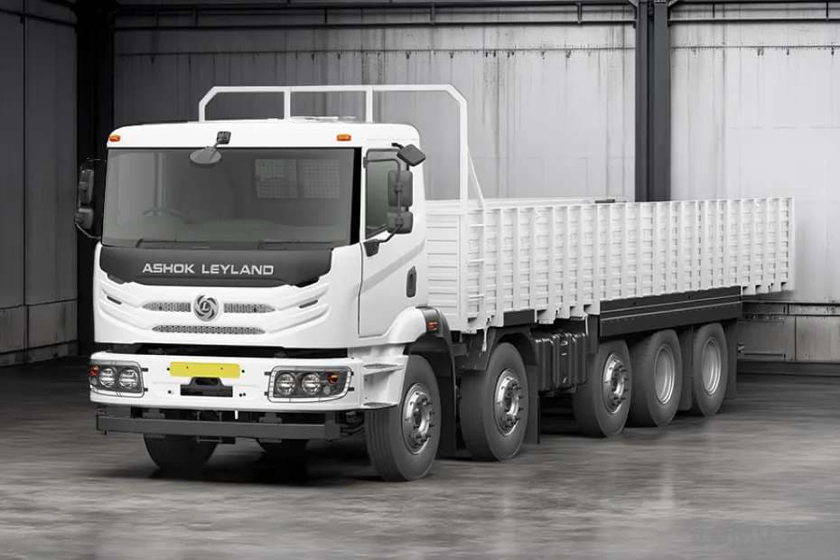 Ashok Leyland AVTR 4525H DTLA truck in white - front three-quarter view Ashok Leyland AVTR 4525H DTLA truck in white - front three-quarter view