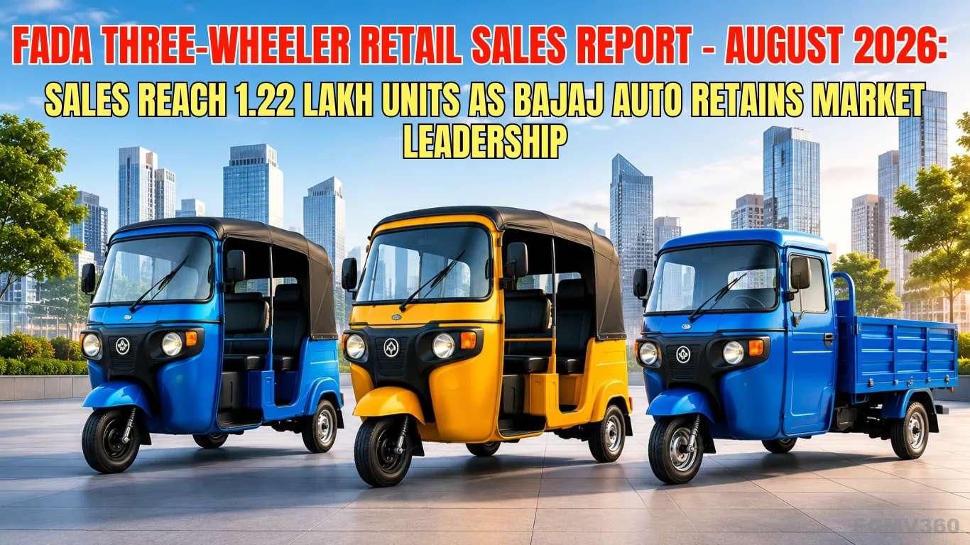 FADA Three-Wheeler Retail Sales Report - August 2026: Sales Reach 1.22 Lakh Units as Bajaj Auto Retains Market Leadership FADA Three-Wheeler Retail Sales Report - August 2026: Sales Reach 1.22 Lakh Units as Bajaj Auto Retains Market Leadership