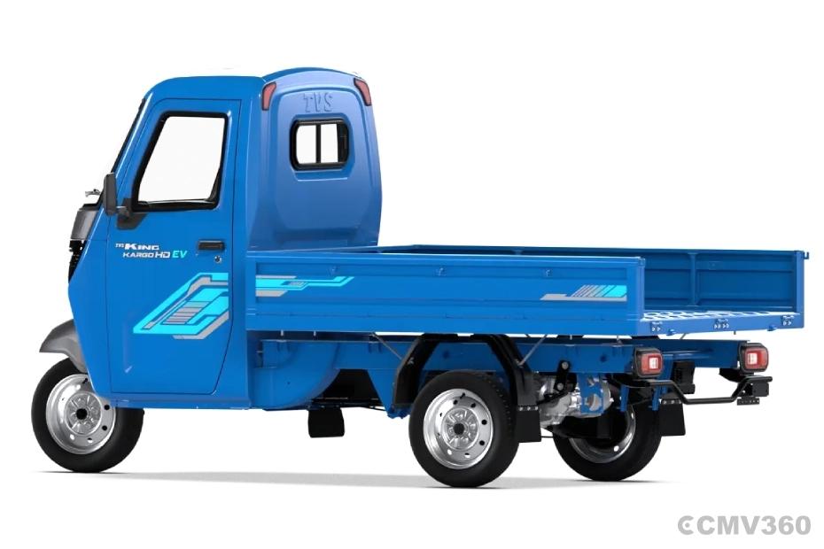 TVS King Kargo HD EV Neptune Blue FSD Left Rear Three Quarter TVS King Kargo HD EV Neptune Blue FSD Left Rear Three Quarter