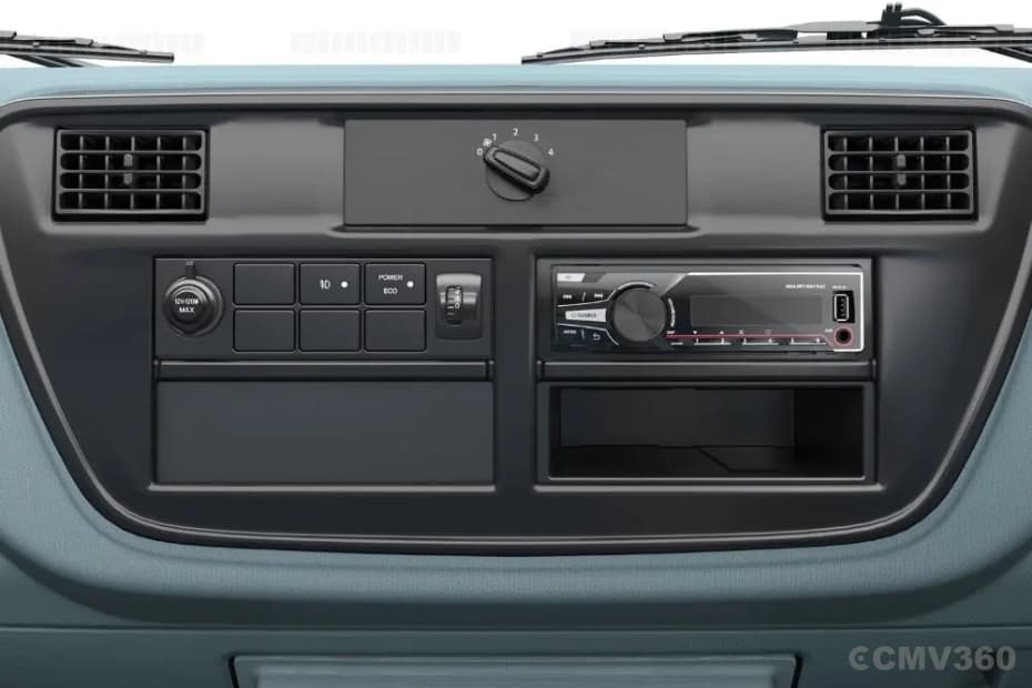 Eicher Pro 2110XP Plus Close-Up of Dashboard Controls and Audio System Eicher Pro 2110XP Plus Close-Up of Dashboard Controls and Audio System