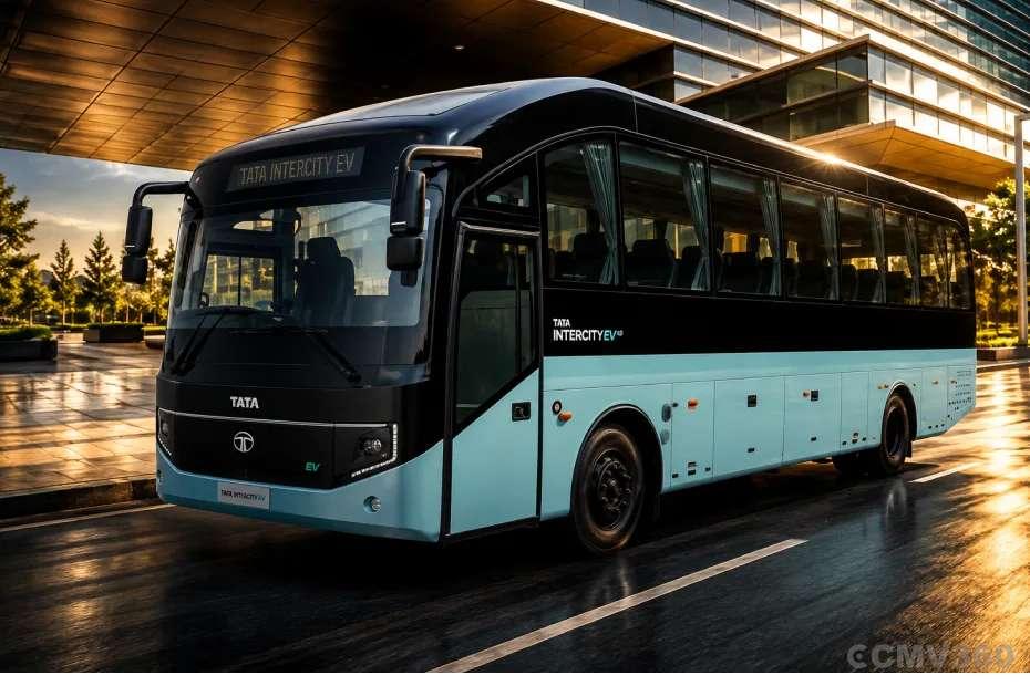 Tata Starbus EV 4 12 Low Entry Electric Bus Three Quarter View Tata Starbus EV 4 12 Low Entry Electric Bus Three Quarter View