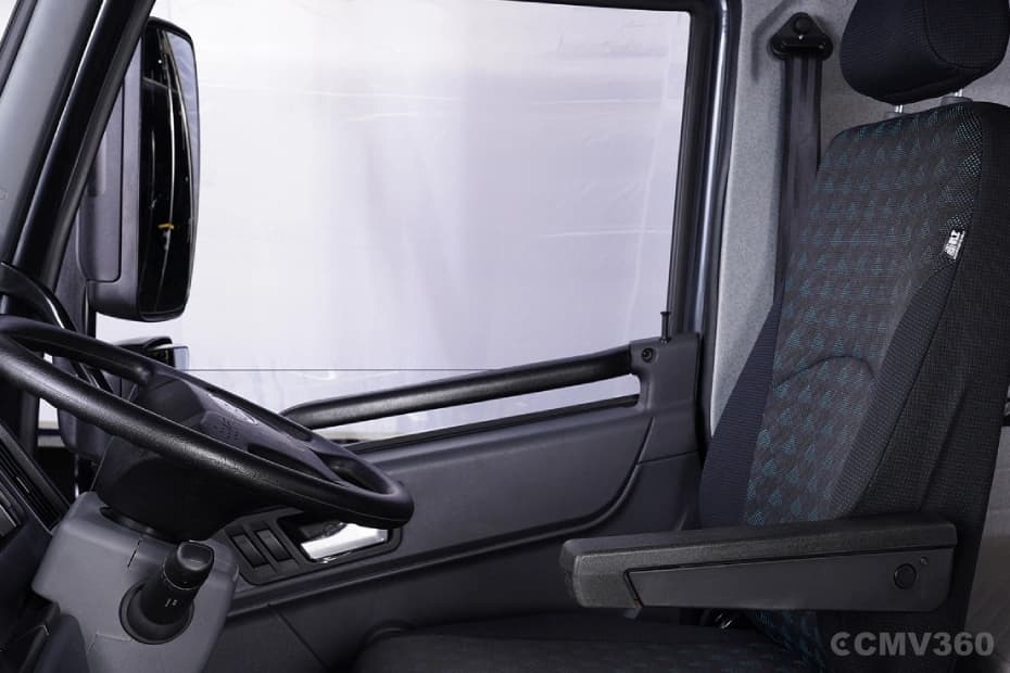 Blue Energy 5548e EV electric truck driver seat and door interior view Blue Energy 5548e EV electric truck driver seat and door interior view