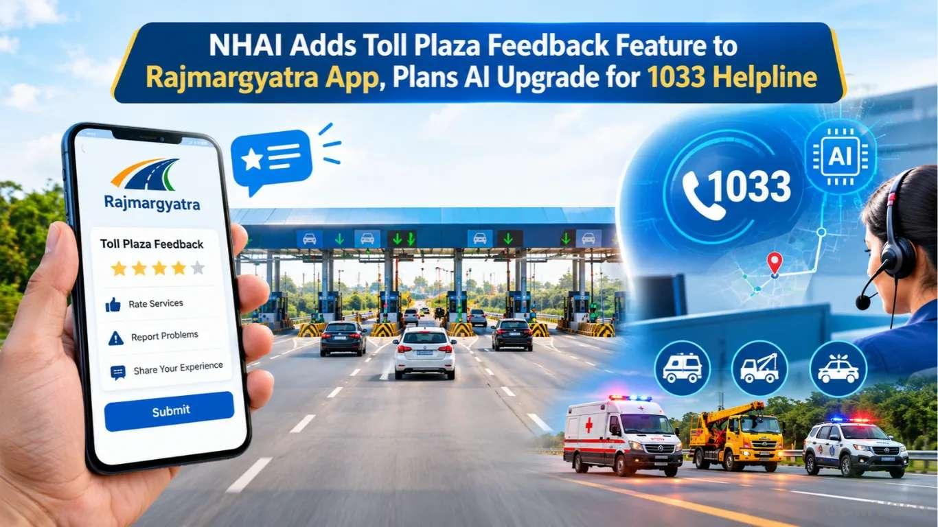 NHAI Adds Toll Plaza Feedback Feature to Rajmargyatra App, Plans AI Upgrade for 1033 Helpline NHAI Adds Toll Plaza Feedback Feature to Rajmargyatra App, Plans AI Upgrade for 1033 Helpline