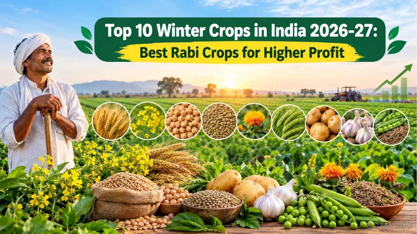 Top 10 Winter Crops in India 2026-27: Best Rabi Crops for Higher Profit Top 10 Winter Crops in India 2026-27: Best Rabi Crops for Higher Profit