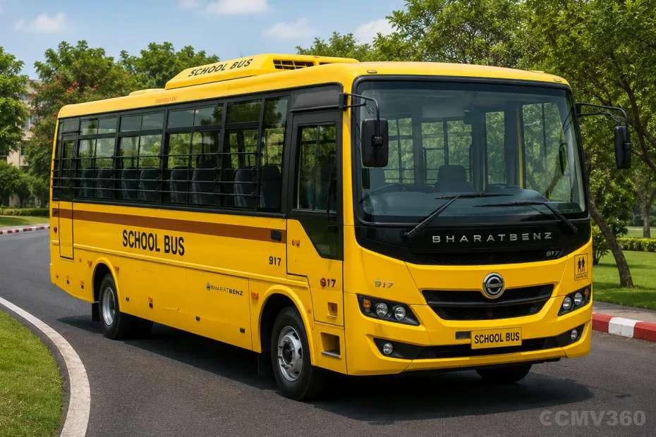 BharatBenz 917 School Bus Three Quarter View BharatBenz 917 School Bus Three Quarter View
