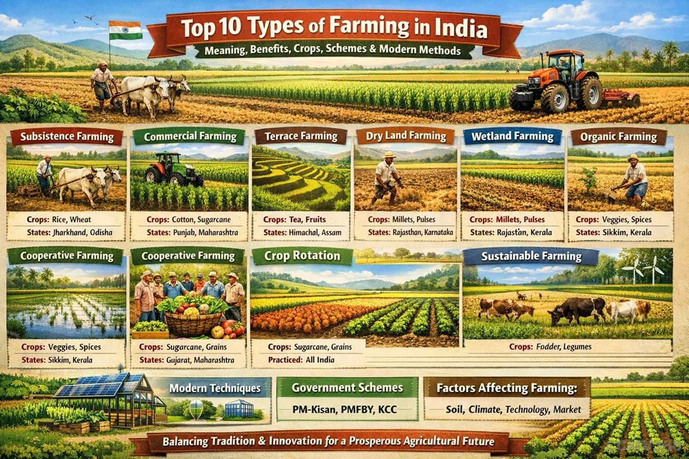 Top 10 Types of Farming Practiced in India 2026: Explained with Crops, Benefits and Schemes Top 10 Types of Farming Practiced in india