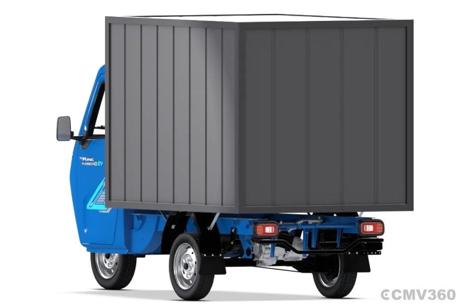 TVS King Kargo HD EV Neptune Blue Container Left Rear Three Quarter TVS King Kargo HD EV Neptune Blue Container Left Rear Three Quarter