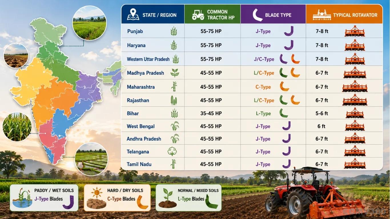 State-Wise Tractor and Rotavator Recommendations (India 2026)