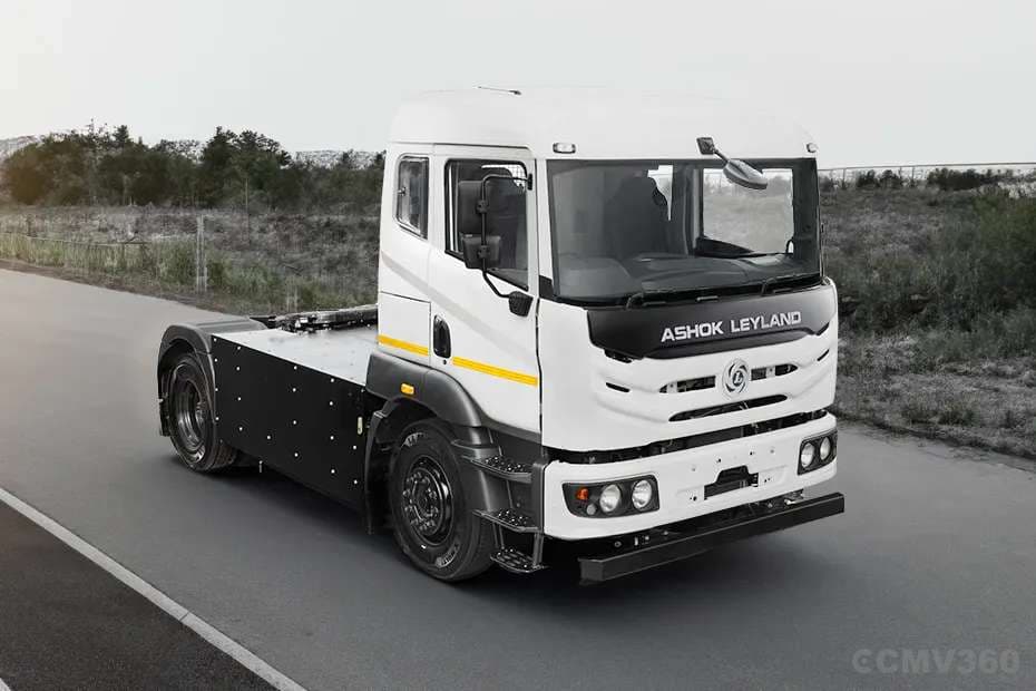 Ashok Leyland AVTR 55T Electric tractor truck front angle view Ashok Leyland AVTR 55T Electric tractor truck front angle view