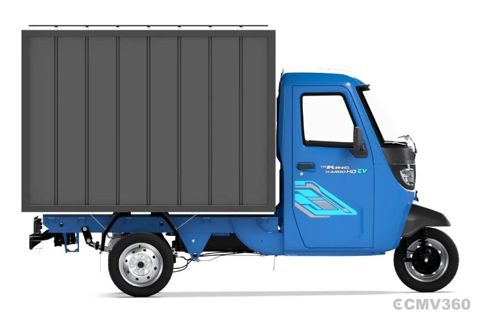 TVS King Kargo HD EV Neptune Blue Container Right Side View TVS King Kargo HD EV Neptune Blue Container Right Side View