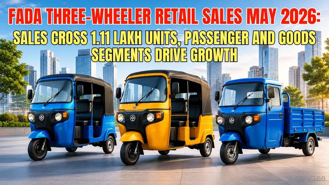 FADA Three-Wheeler Retail Sales May 2026: Sales Cross 1.11 Lakh Units, Passenger and Goods Segments Drive Growth FADA Three-Wheeler Retail Sales May 2026: Sales Cross 1.11 Lakh Units, Passenger and Goods Segments Drive Growth