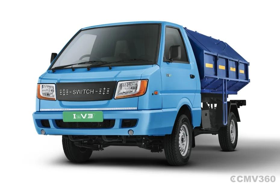 Switch Mobility IeV3 electric mini truck with blue tipper body Switch Mobility IeV3 electric mini truck with blue tipper body