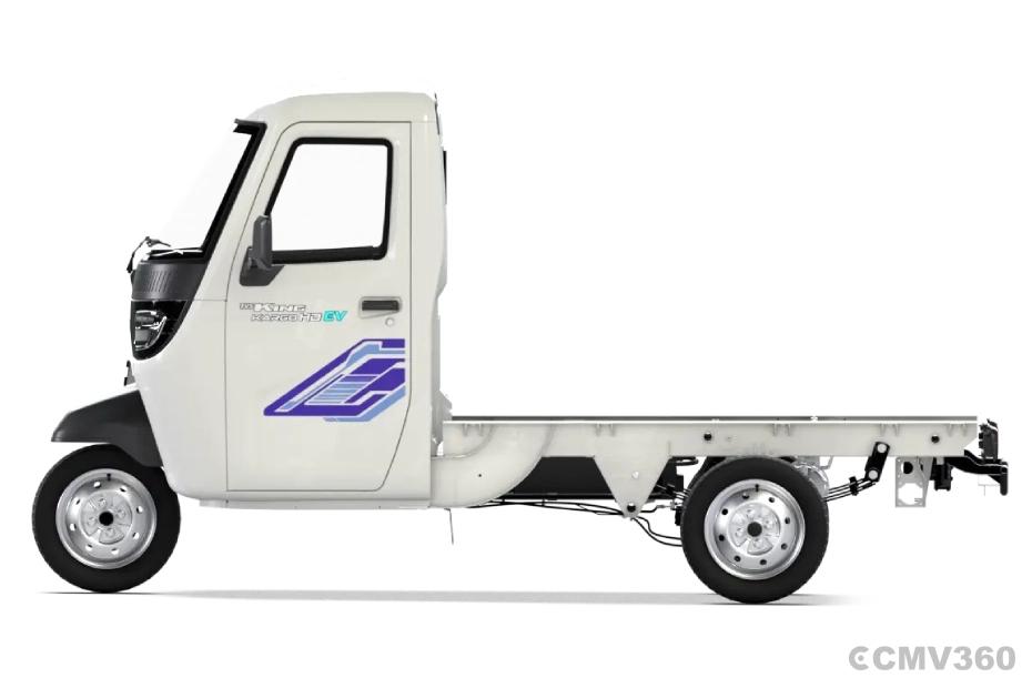 TVS King Kargo HD EV Pristine White CBC Left Side View TVS King Kargo HD EV Pristine White CBC Left Side View